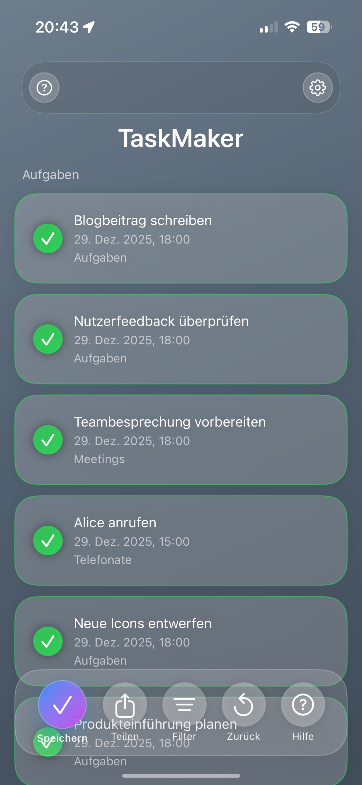 Ergebnis: erkannte Aufgaben aus einem Foto